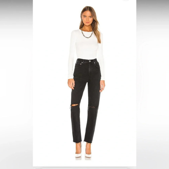 NWT AGOLDE Cherie High Rise Straight Punk Distress Jeans - Picture 2 of 9